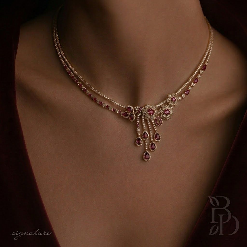 Berat Diamonds imza koleksiyonundan yakut ve pırlantalı kolye